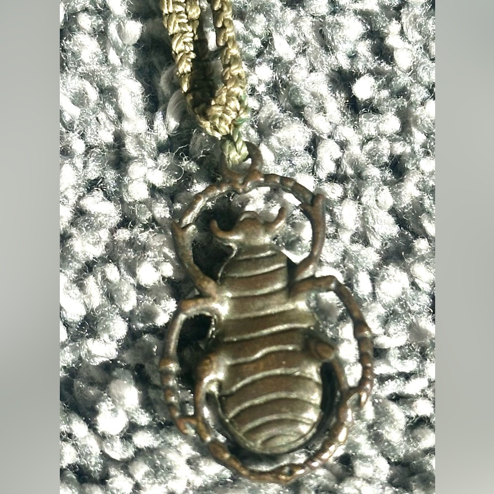 Beetle figure on braided thread | choker necklace, handmade - Picture 3 of 10